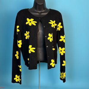 Black & Yellow Flower Print Cardigan